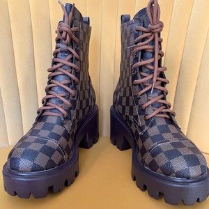 Brown chunky combat boots